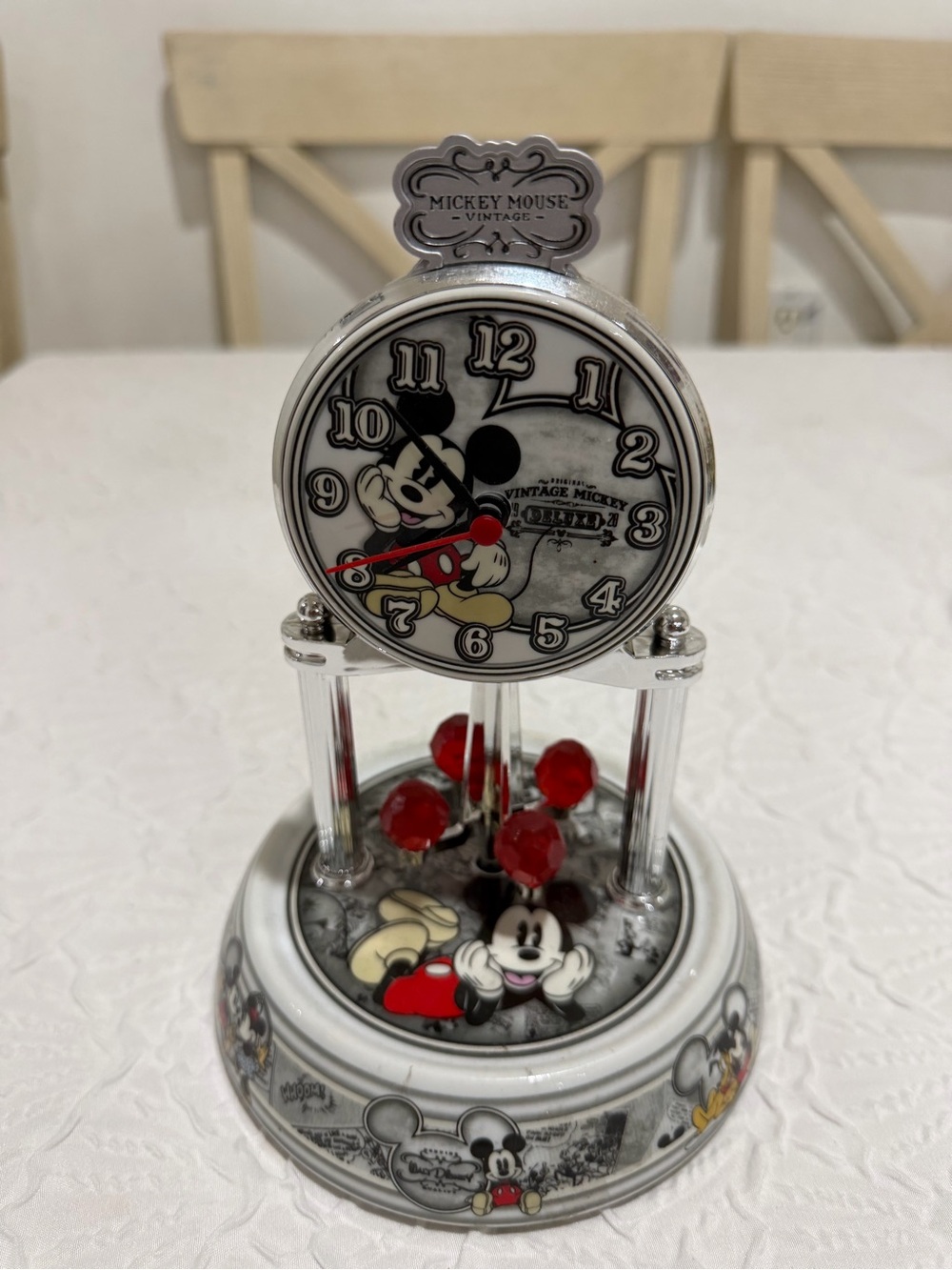 Disney Silver and Red Mickey Mouse Decorative Clock